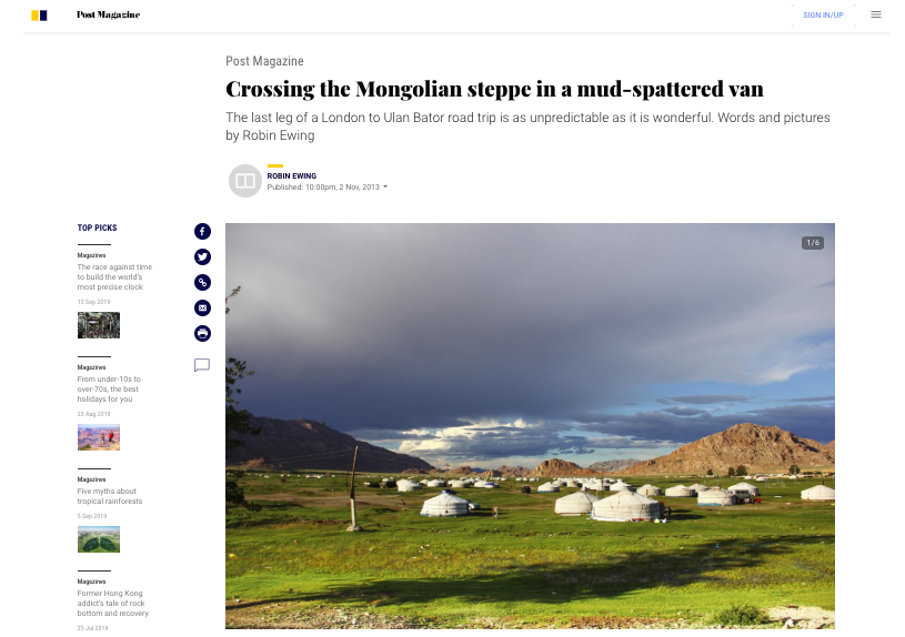 My Mongolia article in the South China Morning Post